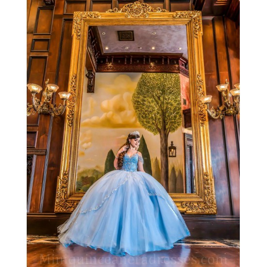 V Neck Sky Blue Quince Dress Spaghetti Strap 15 Anos Crystal Sleeveless 15 Year Old Birthday Party Gowns