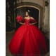 Vestidos De 15 Anos Red Quince Dress Sweetheart Neck Instagram Gowns Lace Appliques Off Shoulder Birthday Party Dress