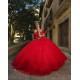 Vestidos De 15 Anos Red Quince Dress Sweetheart Neck Instagram Gowns Lace Appliques Off Shoulder Birthday Party Dress