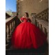 Vestidos De 15 Anos Red Quince Dress Sweetheart Neck Instagram Gowns Lace Appliques Off Shoulder Birthday Party Dress