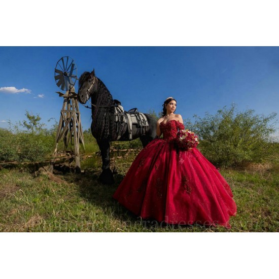 Vestidos De 15 Anos Red Quinceanera Dress Sweetheart Neck Sweet 15 Gowns Lace Appliques Off Shoulder 2024 Instagram Gowns