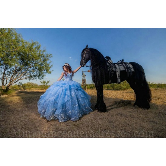 Vestidos De 15 Anos Sky Blue Quinceanera Dress Sweetheart Neck Sweet 15 Gowns Lace Appliques Off Shoulder 2024 Instagram Gowns