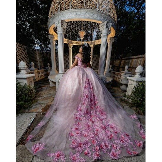 Vestidos De 15 Anos Sweetheart Neck Pink Quinceanera Dress 3D Flowers Sweet 15 Gowns Off Shoulder 2024 Instagram Gowns