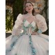 Sweetheart Neck White Quinceanera Dresses 2024 Ball Gown Princess Dress Green Lace Appliques Two Piece Vestidos De 15 Anos