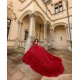 Detachable Ruffled Burgundy Quince Dress Sweetheart Neck Instagram Gowns Lace Appliques Vestidos De 15 Anos Birthday Party Dresses