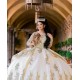 Long Sleeve Champagne Quince Dress Sweetheart Neck Instagram Gowns Birthday Party Dresses Lace Appliques Vestidos De 15 Anos