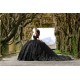 Off Shoulder Black Quince Dress Lace Appliques Vestidos De 15 Anos Sweetheart Neck Instagram Gowns Birthday Party Dresses