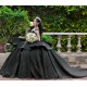 Off Shoulder Black Quince Dress Sweetheart Neck Instagram Gowns Sequin Birthday Party Dresses Lace Appliques Vestidos De 15 Anos