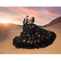 Off Shoulder Black Quince Dress Vestidos De 15 Anos Sweetheart Neck Instagram Gowns Lace Appliques Birthday Party Dresses