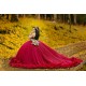 Off Shoulder Burgundy Quince Dress V Neck Instagram Gowns Birthday Party Dresses Ruffled Vestidos De 15 Anos