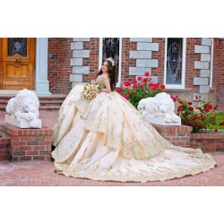 Off Shoulder Champagne Quince Dress Sweetheart Neck Instagram Gowns Sequin Birthday Party Dresses Lace Appliques Vestidos De 15 Anos