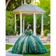 Off Shoulder Emerald Green Quince Dress Sweetheart Neck Instagram Gowns Birthday Party Dresses Lace Appliques Vestidos De 15 Anos