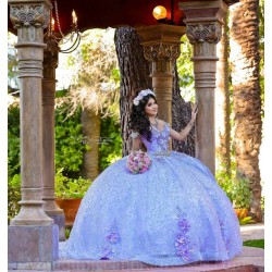 Off Shoulder Lilac Quince Dress Sweetheart Neck Instagram Gowns Birthday Party Dresses Vestidos De 15 Anos With 3D Flowers