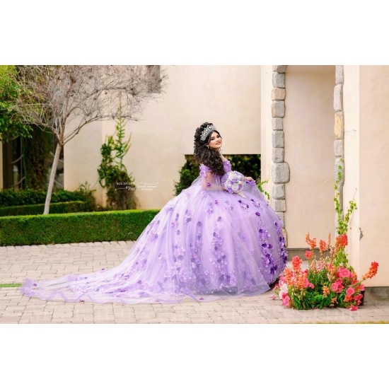 Off Shoulder Lilac Quince Dress Sweetheart Neck Instagram Gowns Sequin Birthday Party Dresses Vestidos De 15 Anos With 3D Flowers