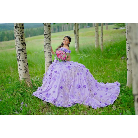 Off Shoulder Lilac Quince Dress Vestidos De 15 Anos Sweetheart Neck Instagram Gowns Birthday Party Dresses With 3D Flowers