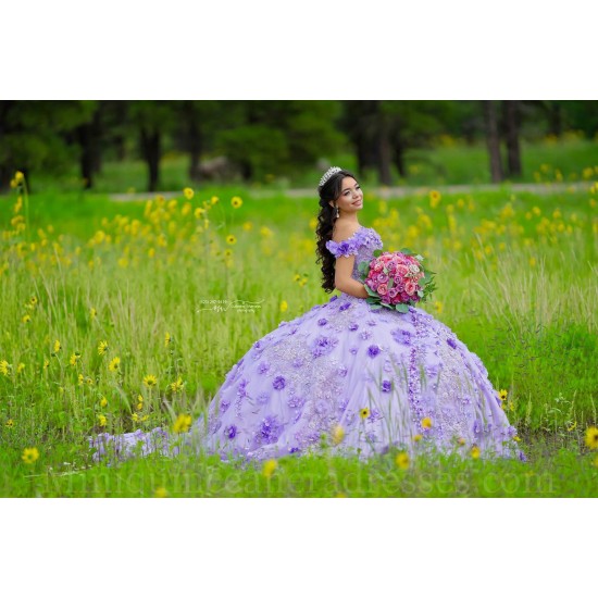 Off Shoulder Lilac Quince Dress Vestidos De 15 Anos Sweetheart Neck Instagram Gowns Birthday Party Dresses With 3D Flowers