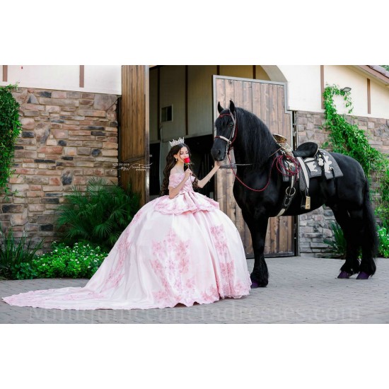 Off Shoulder Pink Quince Dress Sweetheart Neck Instagram Gowns Lace Appliques Birthday Party Dresses Vestidos De 15 Anos