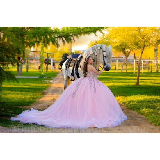 Off Shoulder Pink Quince Dress Sweetheart Neck Instagram Gowns Lace Appliques Vestidos De 15 Anos Birthday Party Dresses