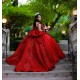 Off Shoulder Red Quince Dress Lace Appliques Vestidos De 15 Anos Sweetheart Neck Instagram Gowns Birthday Party Dresses