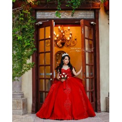 Off Shoulder Red Quince Dress Lace Appliques Vestidos De 15 Anos Sweetheart Neck Instagram Gowns Birthday Party Dresses