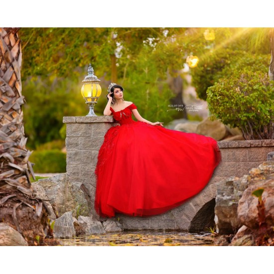 Off Shoulder Red Quince Dress Sweetheart Neck Instagram Gowns Birthday Party Dresses Lace Appliques Vestidos De 15 Anos