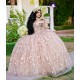 Off Shoulder Rose Gold Quince Dress Vestidos De 15 Anos Sweetheart Neck Instagram Gowns Birthday Party Dresses With 3D Flowers