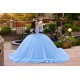 Off Shoulder Sky Blue Quince Dress Sweetheart Neck Instagram Gowns Lace Appliques Birthday Party Dresses Vestidos De 15 Anos