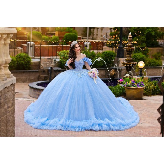 Off Shoulder Sky Blue Quince Dress Sweetheart Neck Instagram Gowns Lace Appliques Birthday Party Dresses Vestidos De 15 Anos