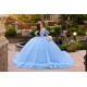 Off Shoulder Sky Blue Quince Dress Sweetheart Neck Instagram Gowns Lace Appliques Birthday Party Dresses Vestidos De 15 Anos