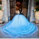 Sheer Bodice Sky Blue Quince Dress Sweetheart Neck Instagram Gowns Off Shoulder Birthday Party Dresses Lace Appliques Vestidos De 15 Anos