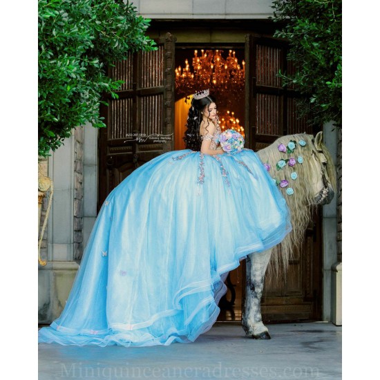 Sheer Bodice Sky Blue Quince Dress Sweetheart Neck Instagram Gowns Off Shoulder Birthday Party Dresses Lace Appliques Vestidos De 15 Anos