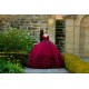 Sleeveless Burgundy Quince Dress Lace Appliques Vestidos De 15 Anos V Neck Instagram Gowns Ruffled Birthday Party Dresses