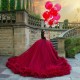 Sleeveless Burgundy Quince Dress Lace Appliques Vestidos De 15 Anos V Neck Instagram Gowns Ruffled Birthday Party Dresses