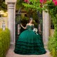 Sleeveless Emerald Green Quince Dress Sweetheart Neck Instagram Gowns Birthday Party Dresses Ruffled Vestidos De 15 Anos