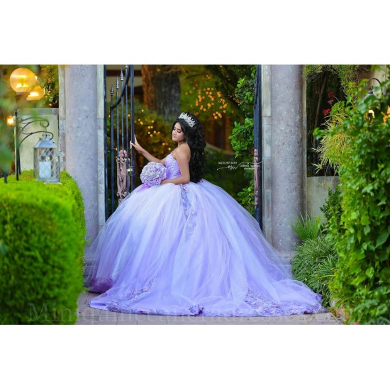 Sleeveless Lilac Quince Dress Sweetheart Neck Instagram Gowns Lace Appliques Birthday Party Dresses Vestidos De 15 Anos