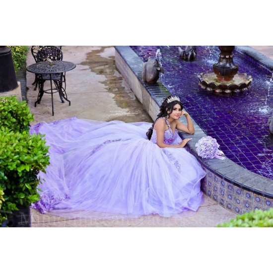 Sleeveless Lilac Quince Dress Sweetheart Neck Instagram Gowns Lace Appliques Birthday Party Dresses Vestidos De 15 Anos