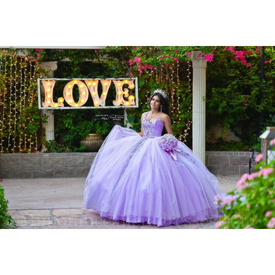 Sleeveless Lilac Quince Dress Sweetheart Neck Instagram Gowns Lace Appliques Birthday Party Dresses Vestidos De 15 Anos