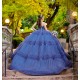 Sleeveless Navy Blue Quince Dress Sweetheart Neck Instagram Gowns Tiered Vestidos De 15 Anos Birthday Party Dresses