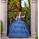 Sleeveless Navy Blue Quince Dress Sweetheart Neck Instagram Gowns Tiered Vestidos De 15 Anos Birthday Party Dresses