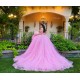 Sweetheart Neck Pink Quince Dress Lace Appliques Vestidos De 15 Anos Off Shoulder Instagram Gowns Birthday Party Dresses