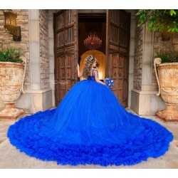 Tiered Blue Quince Dress Birthday Party Dresses Sweetheart Neck Vestidos De 15 Anos Sleeveless Instagram Gowns