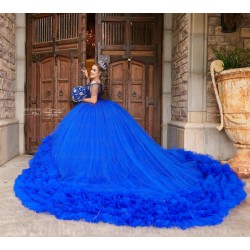 Tiered Blue Quince Dress Birthday Party Dresses Sweetheart Neck Vestidos De 15 Anos Sleeveless Instagram Gowns