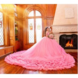 Tiered Pink Quince Dress Sweetheart Neck Vestidos De 15 Anos Sleeveless Instagram Gowns Birthday Party Dresses