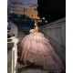 3D Flowers Rose Gold Quince Dress Off Shoulder Birthday Party Gowns Sequin Sweetheart Neck Vestidos De 15 Anos