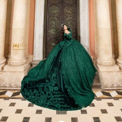 Emerald Green Quinceanera Dress Sweetheart Neck Sweet 15 Gowns Sequin Wear Pageant Lace Appliques Vestidos De 15 Anos