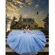 Girl Birthday Party Gown Sky Blue Quince Dress Pearl Off Shoulder Vestidos De 15 Anos Sweetheart Neck Wear Pageant With Bow