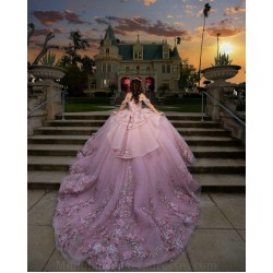 Instagram Dresses Lilac Quince Dress Sweetheart Neck Sweet 15 Gowns Off Shoulder Vestidos De XV Anos With 3D Flowers