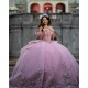 Instagram Dresses Lilac Quince Dress Sweetheart Neck Sweet 15 Gowns Off Shoulder Vestidos De XV Anos With 3D Flowers