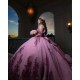 Lilac 2024 Quinceanera Dress Lace Appliques Sweetheart Neck Vestidos De 15 Anos Off Shoulder Wear Pageant Instagram Gowns With Bow