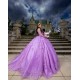 Long Sleeve Lilac Quinceanera Dress Sweetheart Neck Sweet 15 Gowns 3D Flowers Wear Pageant Sequin 2024 Ball Gown Princess Dresses